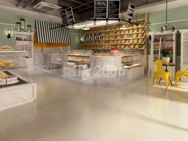 现代仿古砖面包店装修效果图 现代仿古砖面包店装修效果图