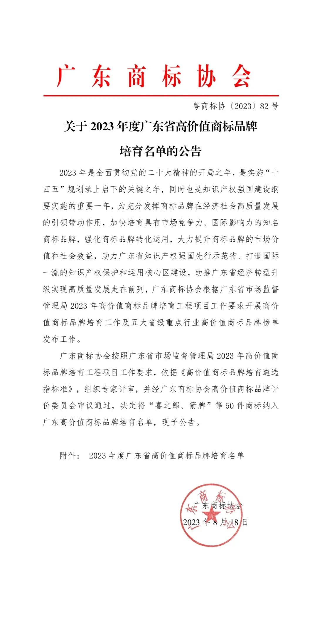 NEWS | 鹰牌2086商标成功纳入“2023年度广东省高价值商标品牌培育名单”(图2) 图片